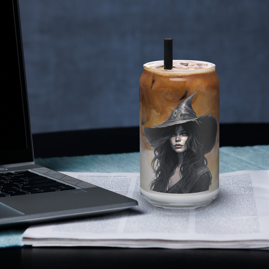 Aria - 16 oz Fall Witch-Inspired Can-Shaped Glass